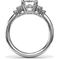 Five Stone Engagement Ring Setting with Emerald Cut Side Diamonds by Fana - 0.52 Carat Total Diamond Weight
