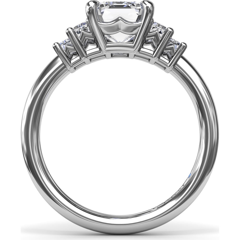 Five Stone Engagement Ring Setting with Emerald Cut Side Diamonds by Fana - 0.52 Carat Total Diamond Weight