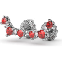 Five Stone Ruby and Diamond Climber Earrings with Prong Set Round Rubies by Fana - 0.61 Carat Total Gemstone Weight