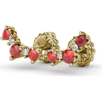 Five Stone Ruby and Diamond Climber Earrings with Prong Set Round Rubies by Fana - 0.61 Carat Total Gemstone Weight