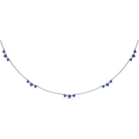 Five Stone Station Necklace with Prong-Set Round Sapphires and Diamonds by Fana - 1.56 Carat Total Gemstone Weight
