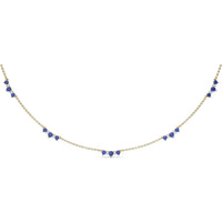 Five Stone Station Necklace with Prong-Set Round Sapphires and Diamonds by Fana - 1.56 Carat Total Gemstone Weight
