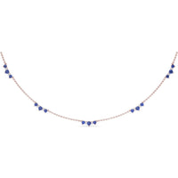 Five Stone Station Necklace with Prong-Set Round Sapphires and Diamonds by Fana - 1.56 Carat Total Gemstone Weight