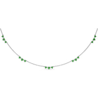 Five-Stone Station Necklace with Round Emeralds and Diamond Accents by Fana - 1.36 Carat Total Gemstone Weight