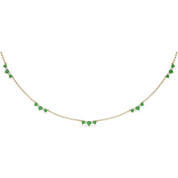 Five-Stone Station Necklace with Round Emeralds and Diamond Accents by Fana - 1.36 Carat Total Gemstone Weight