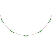 Five-Stone Station Necklace with Round Emeralds and Diamond Accents by Fana - 1.36 Carat Total Gemstone Weight