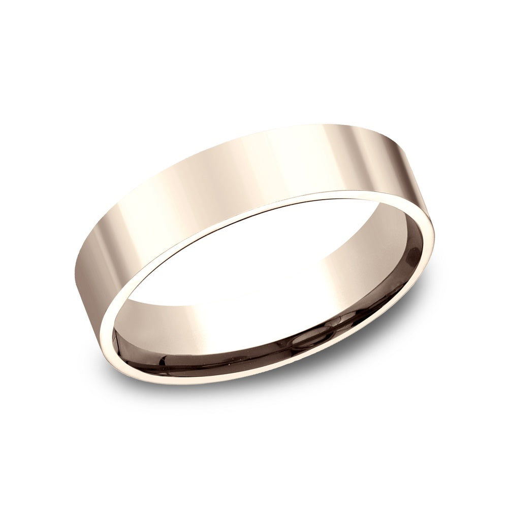 Flat Comfort Fit Men's Wedding Band in 14K Rose Gold - 5mm Width by Benchmark