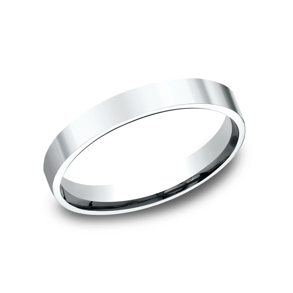 Flat Comfort Fit Men's Wedding Band in 14K White Gold - 3mm Width by Benchmark