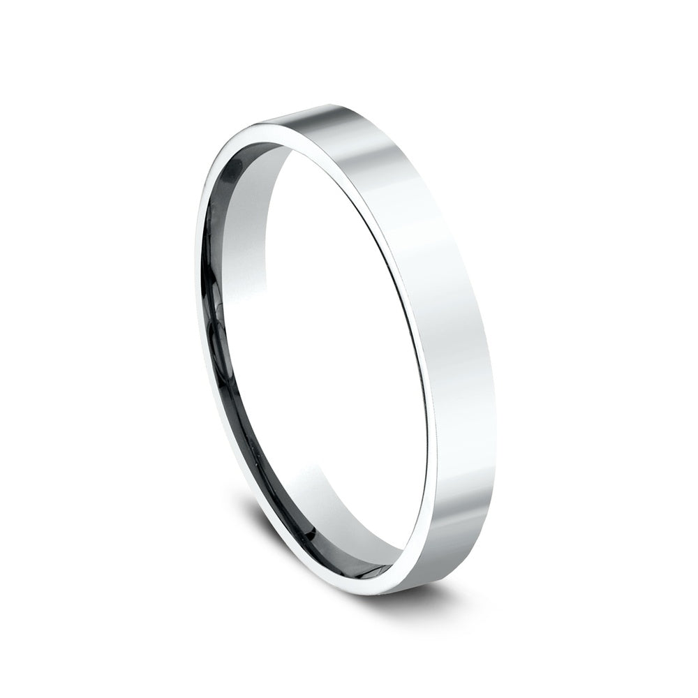 Flat Comfort Fit Men's Wedding Band in 14K White Gold - 3mm Width by Benchmark