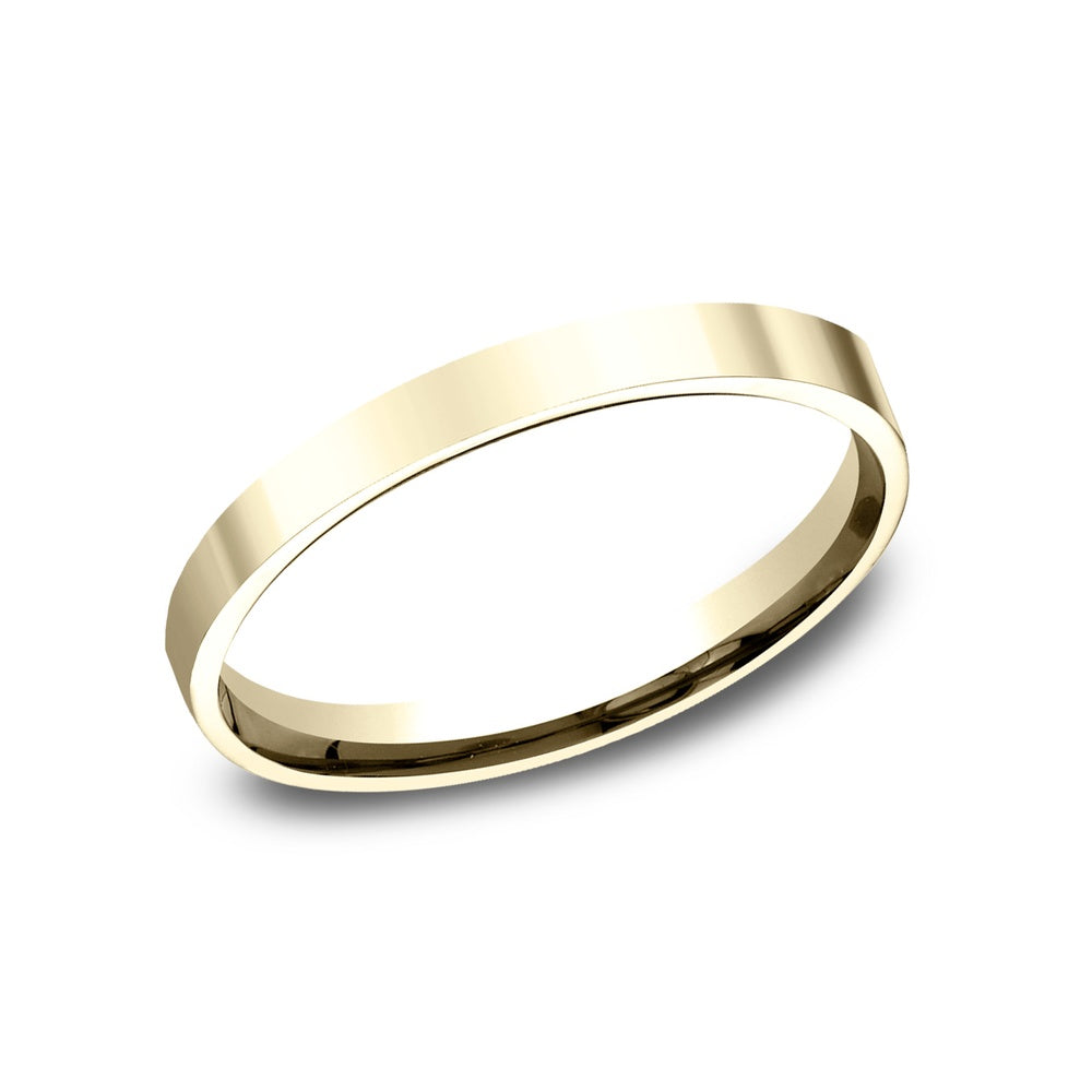 Flat Comfort Fit Men's Wedding Band in 14K Yellow Gold - 2mm Width by Benchmark