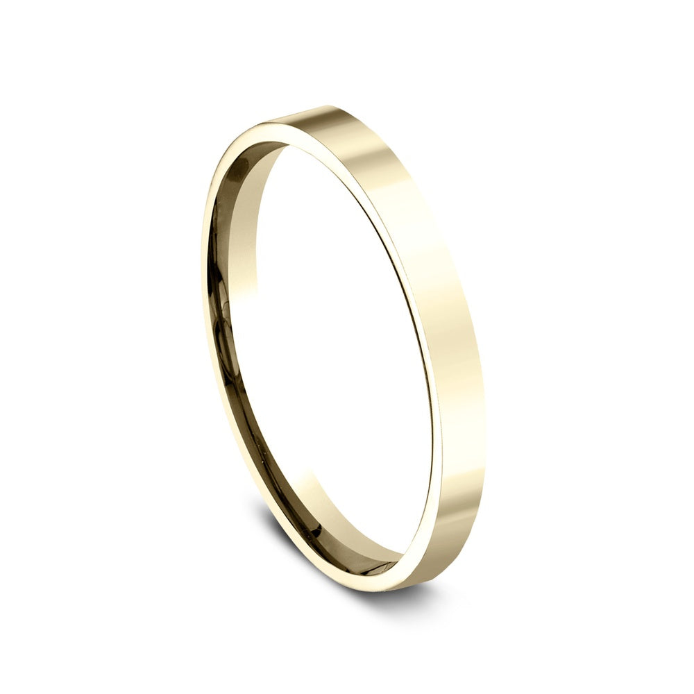 Flat Comfort Fit Men's Wedding Band in 14K Yellow Gold - 2mm Width by Benchmark