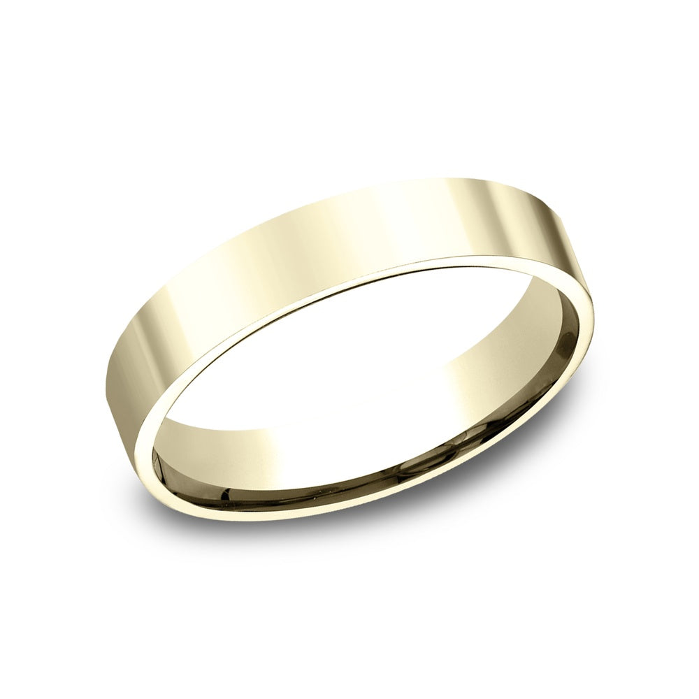 Flat Comfort Fit Men's Wedding Band in 14K Yellow Gold - 4mm Width by Benchmark