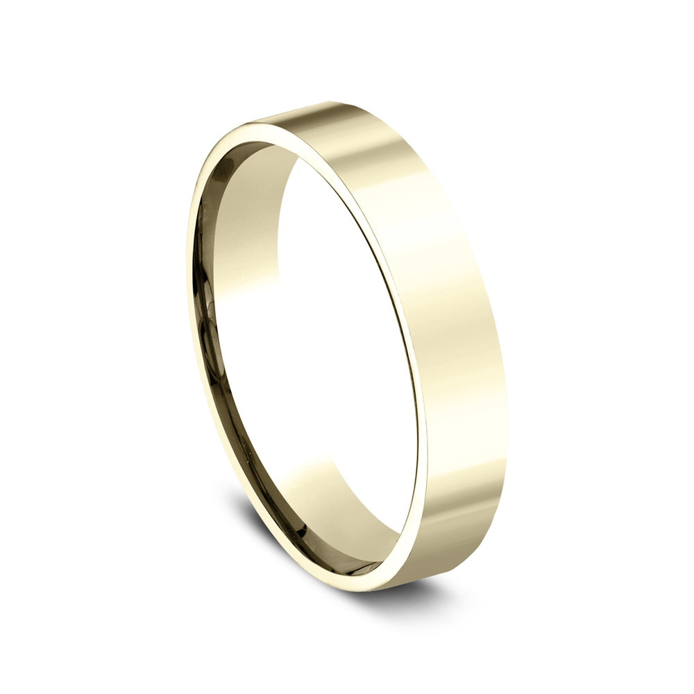 Flat Comfort Fit Men's Wedding Band in 14K Yellow Gold - 4mm Width by Benchmark