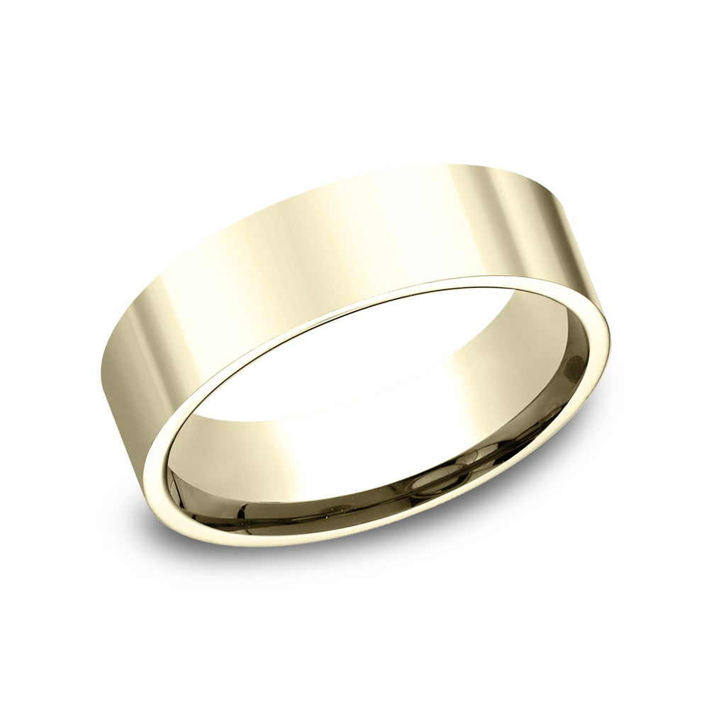 Flat Comfort Fit Men's Wedding Band in 14K Yellow Gold - 6mm Width by Benchmark