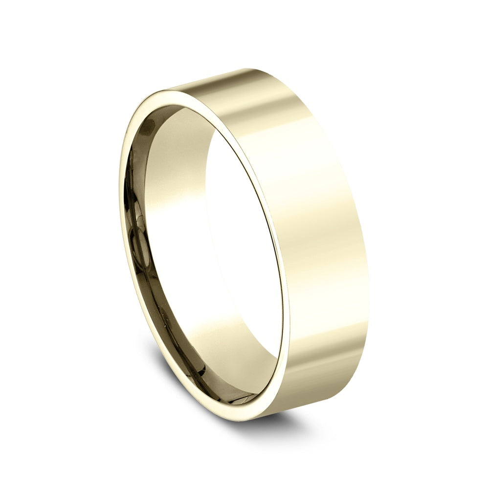 Flat Comfort Fit Men's Wedding Band in 14K Yellow Gold - 6mm Width by Benchmark