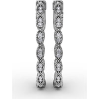 Flawless Filigree Diamond Hoop Earrings with Milgrain Edge by Fana - 0.30 Carat Total Diamond Weight