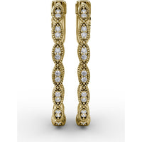 Flawless Filigree Diamond Hoop Earrings with Milgrain Edge by Fana - 0.30 Carat Total Diamond Weight