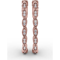 Flawless Filigree Diamond Hoop Earrings with Milgrain Edge by Fana - 0.30 Carat Total Diamond Weight