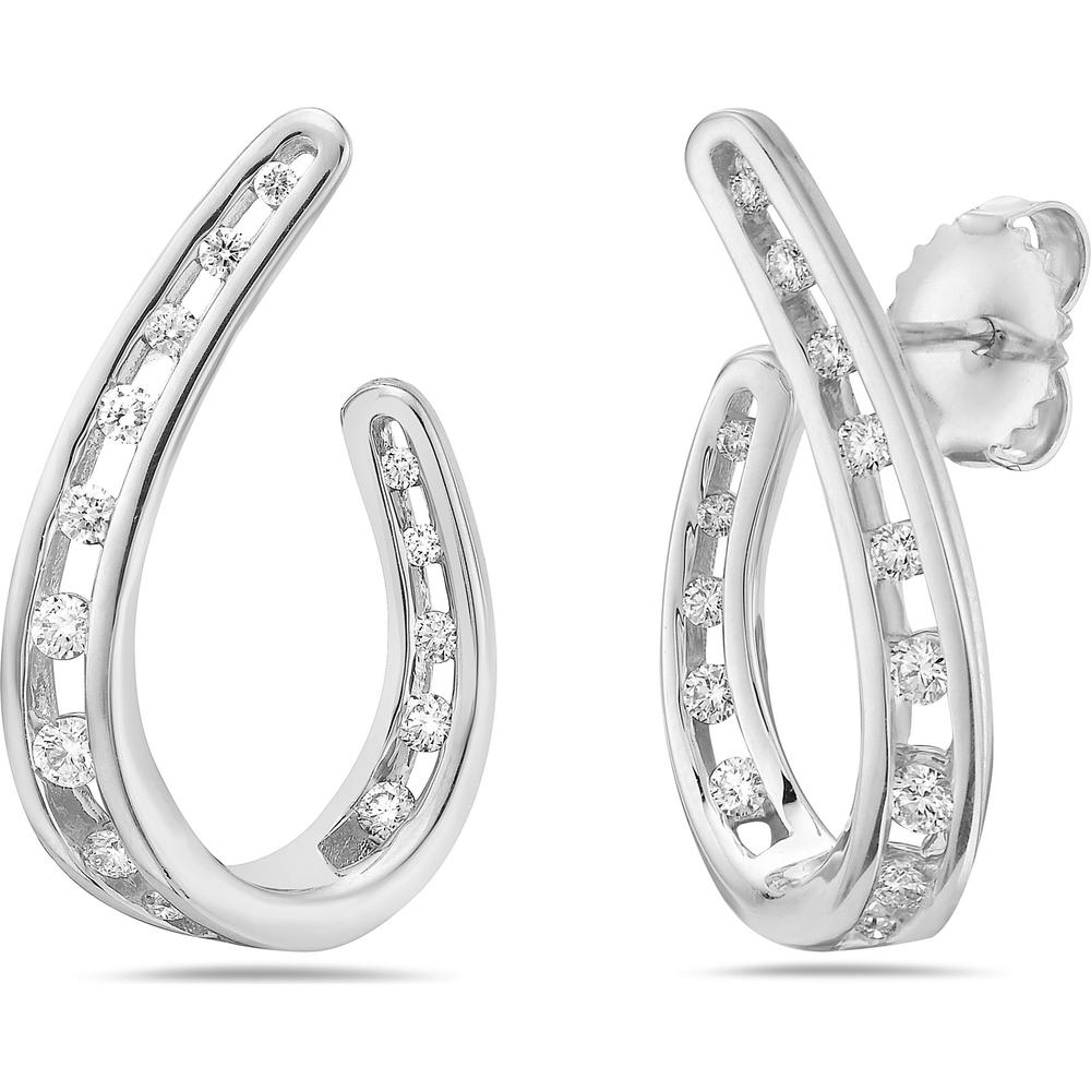 Floating Diamond Arch Earrings in 18K White Gold by Charles Krypell