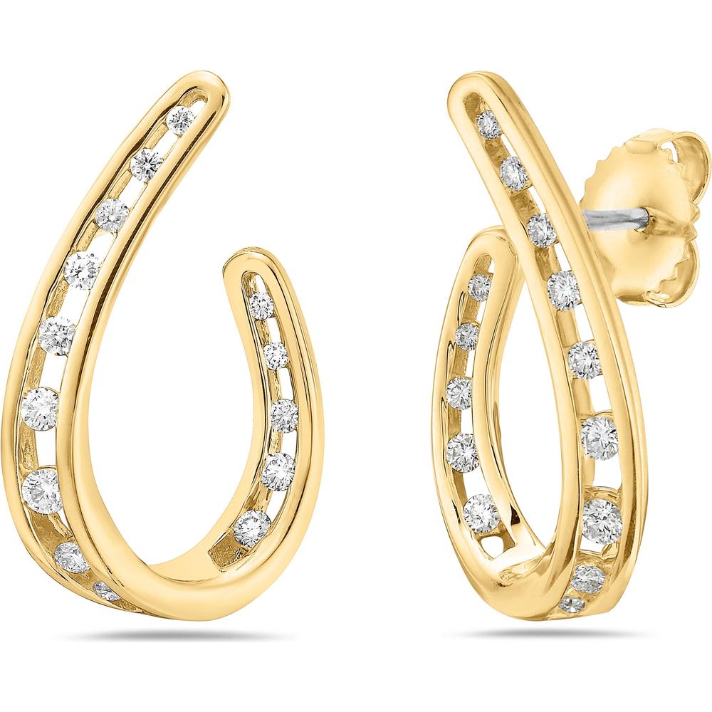 Floating Diamond Arch Earrings in 18K Yellow Gold by Charles Krypell