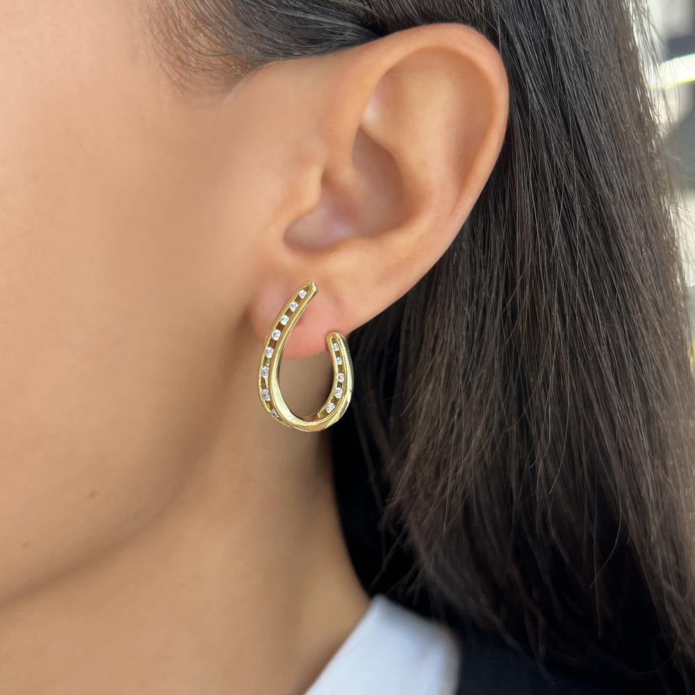 Floating Diamond Arch Earrings in 18K Yellow Gold by Charles Krypell