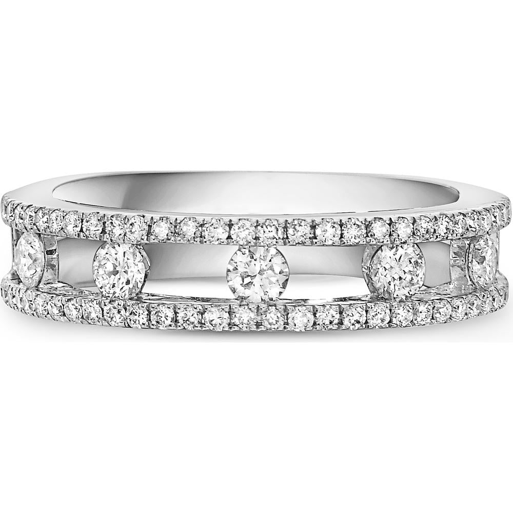 Floating Diamond Band Ring in 18K White Gold by Charles Krypell