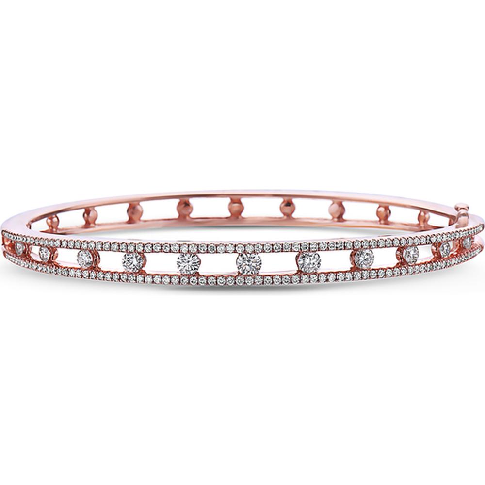 Charles Krypell - Floating Diamond Bangle Bracelet in 18K Rose Gold