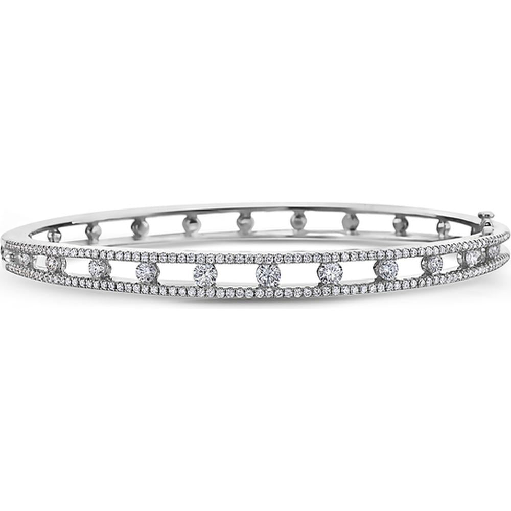 Floating Diamond Bangle Bracelet in 18K White Gold by Charles Krypell