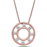 Floating Diamond Circle Pendant Necklace in 18K Rose Gold by Charles Krypell