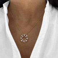 Floating Diamond Circle Pendant Necklace in 18K Rose Gold by Charles Krypell