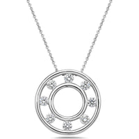 Floating Diamond Circle Pendant Necklace in 18K White Gold by Charles Krypell