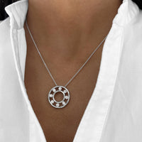Floating Diamond Circle Pendant Necklace in 18K White Gold by Charles Krypell