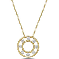 Floating Diamond Circle Pendant Necklace in 18K Yellow Gold by Charles Krypell