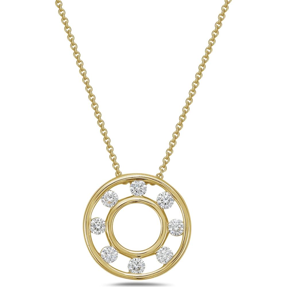 Floating Diamond Circle Pendant Necklace in 18K Yellow Gold by Charles Krypell