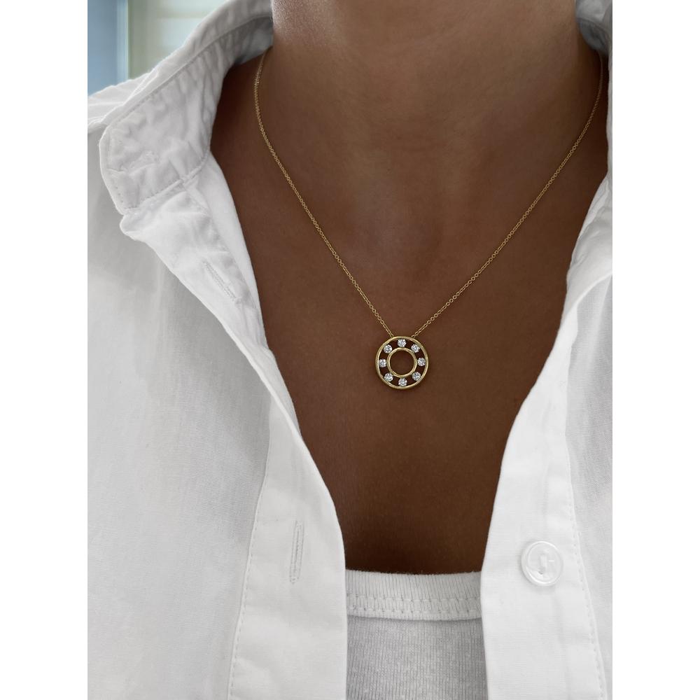 Floating Diamond Circle Pendant Necklace in 18K Yellow Gold by Charles Krypell
