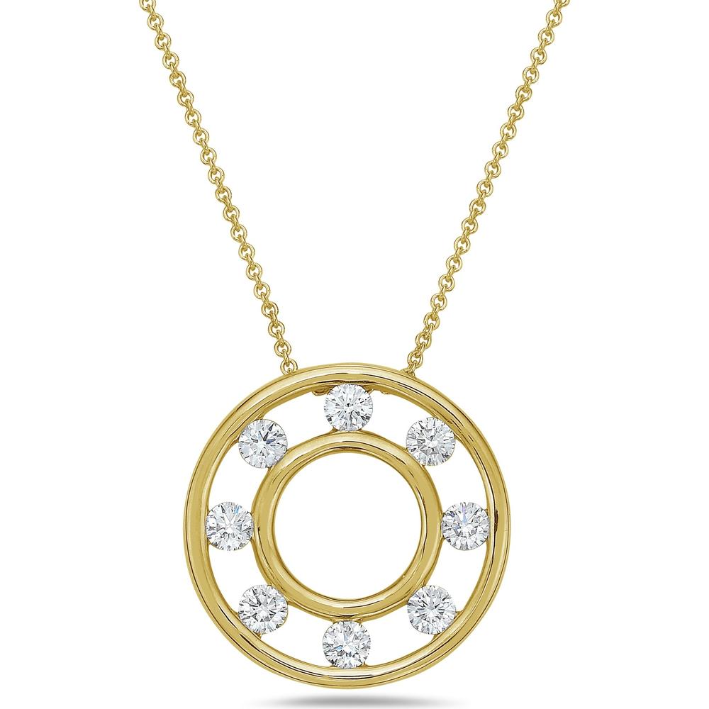Floating Diamond Circle Pendant Necklace in 18K Yellow Gold by Charles Krypell