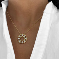 Floating Diamond Circle Pendant Necklace in 18K Yellow Gold by Charles Krypell
