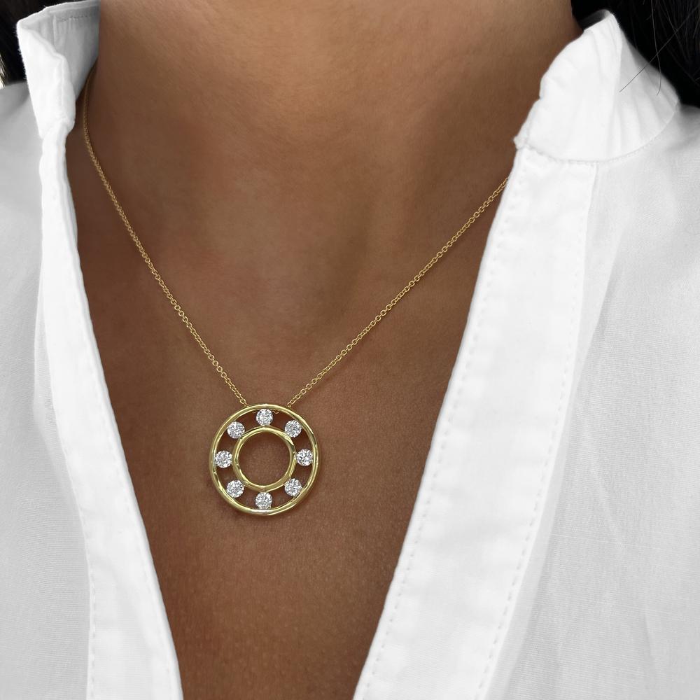 Floating Diamond Circle Pendant Necklace in 18K Yellow Gold by Charles Krypell