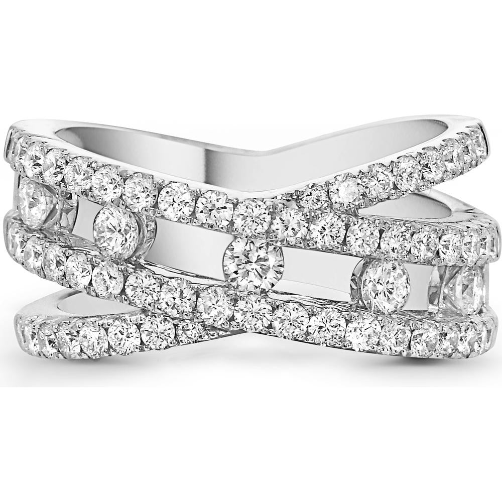 Floating Diamond Crossover Ring in 18K White Gold by Charles Krypell