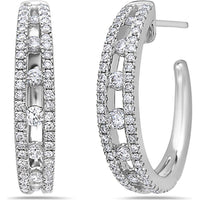 Floating Diamond Hoop Earrings in 18K White Gold by Charles Krypell