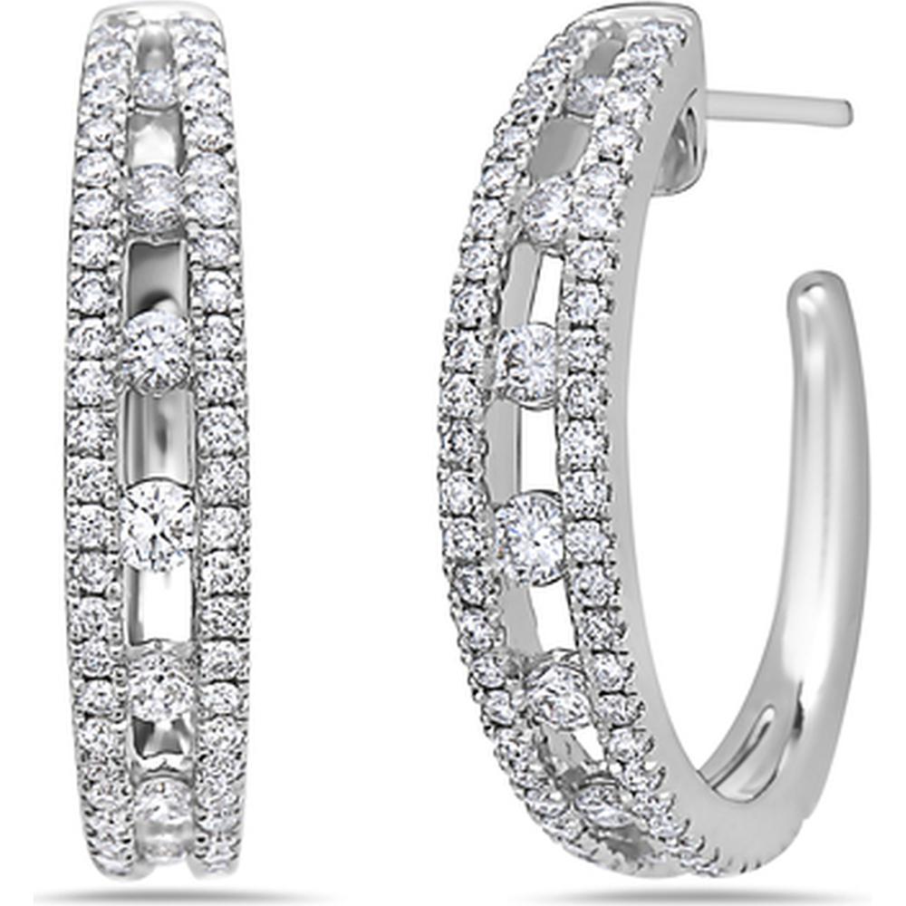 Floating Diamond Hoop Earrings in 18K White Gold by Charles Krypell