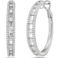 Floating Diamond Hoop Earrings in 18K White Gold by Charles Krypell