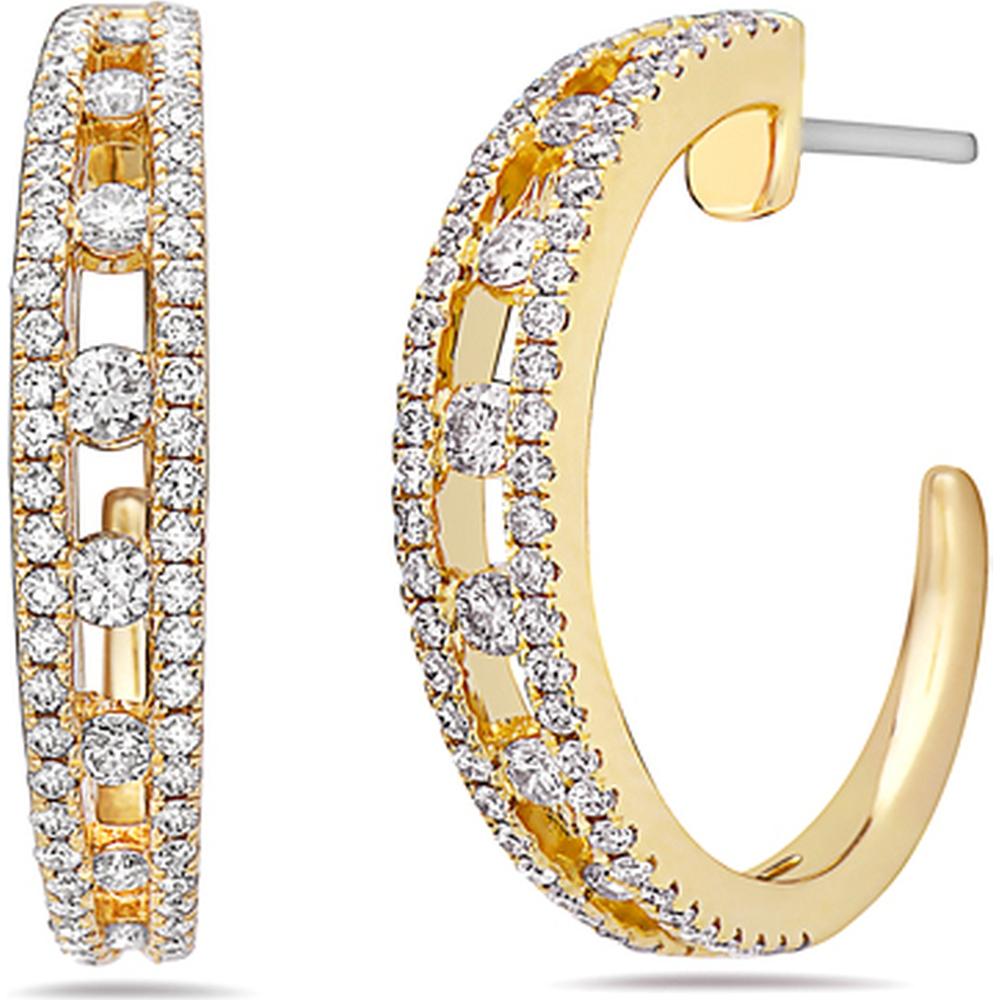 Floating Diamond Hoop Earrings in 18K Yellow Gold by Charles Krypell