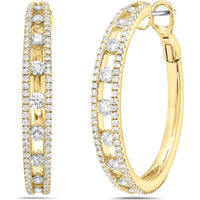 Floating Diamond Hoop Earrings in 18K Yellow Gold by Charles Krypell