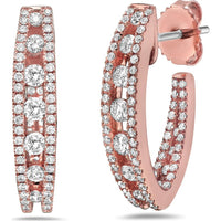 Floating Diamond In and Out Hoop Earrings in 18K Rose Gold by Charles Krypell