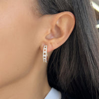 Floating Diamond In and Out Hoop Earrings in 18K Rose Gold by Charles Krypell