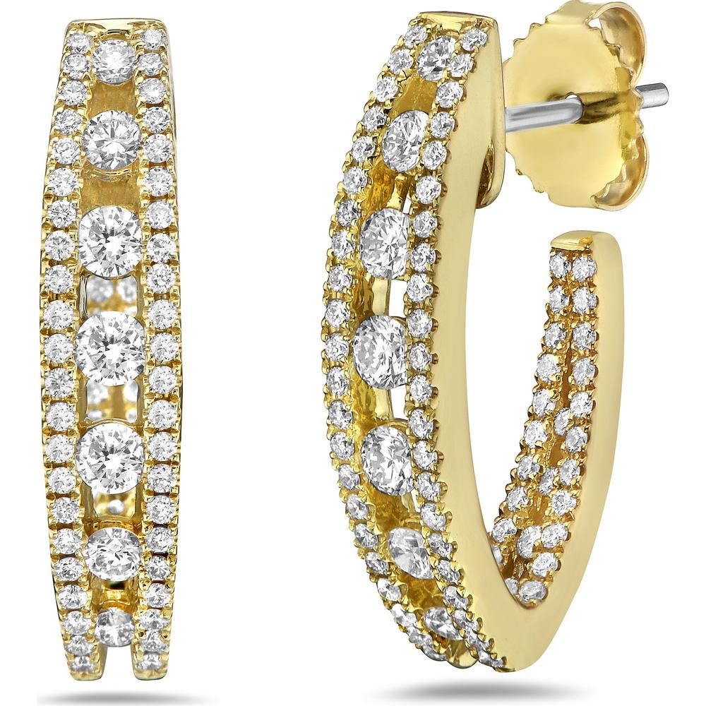 Floating Diamond In and Out Hoop Earrings in 18K Yellow Gold by Charles Krypell