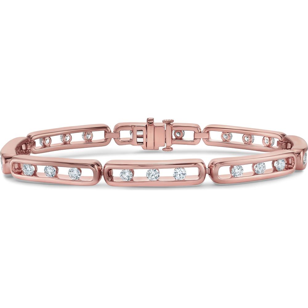Floating Diamond Link Bracelet in 18K Rose Gold by Charles Krypell