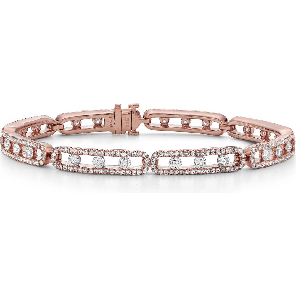 Floating Diamond Link Bracelet in 18K Rose Gold by Charles Krypell