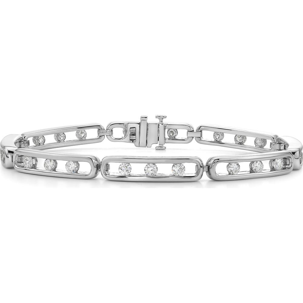 Floating Diamond Link Bracelet in 18K White Gold by Charles Krypell